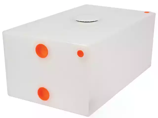 white mrine fresh water tank with orange caps