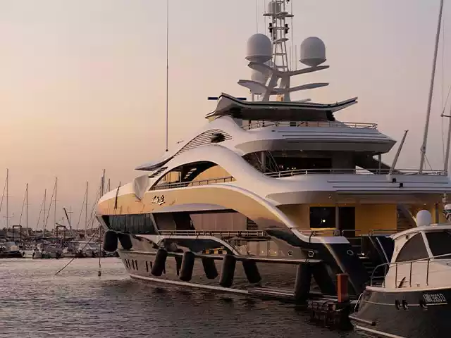 Large Yacht in harbor